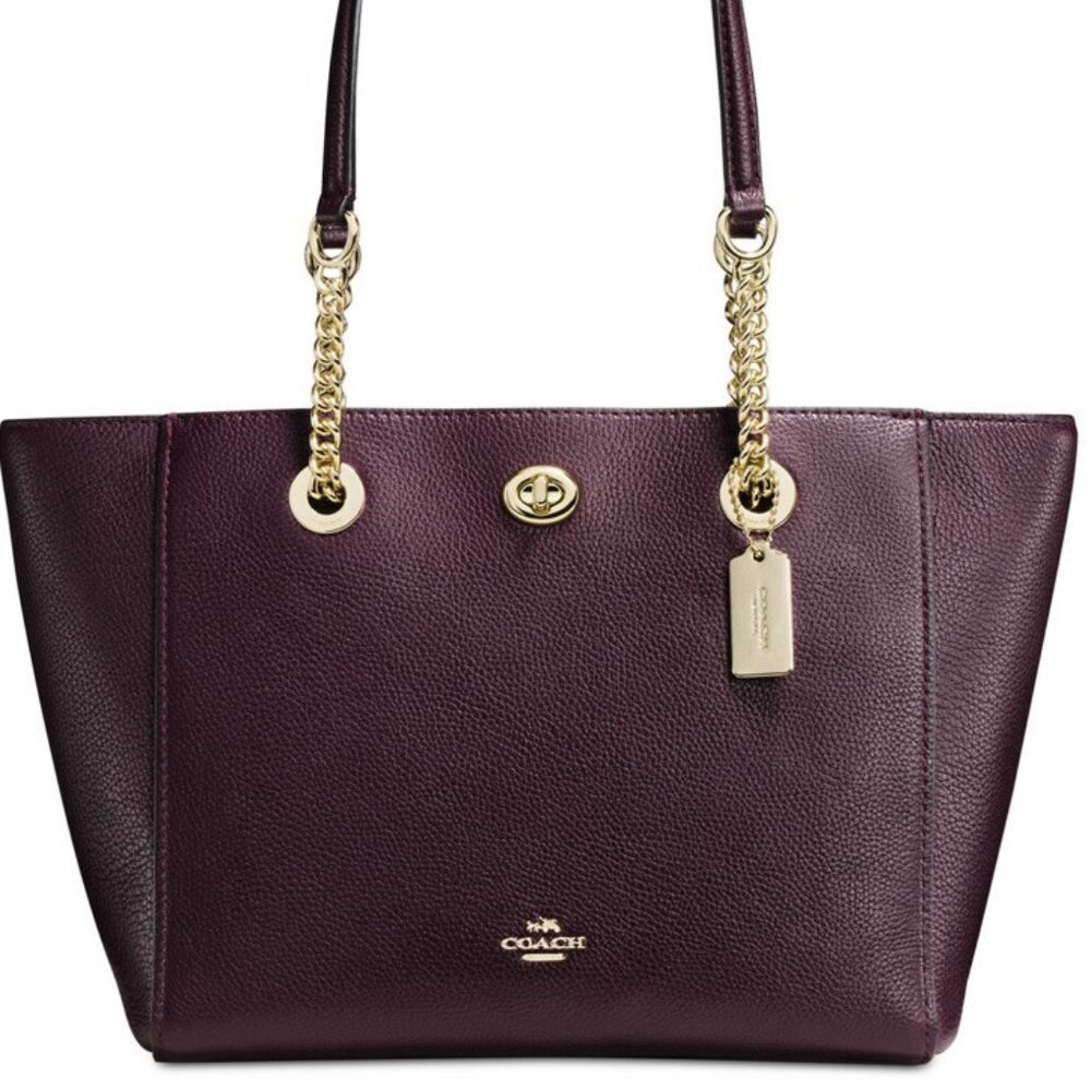 Like New Coach Turnlock Oxblood Leather Shoulder Bag